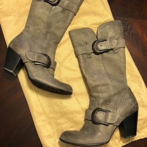 Born brand mid-calf grey boots with chunky heel